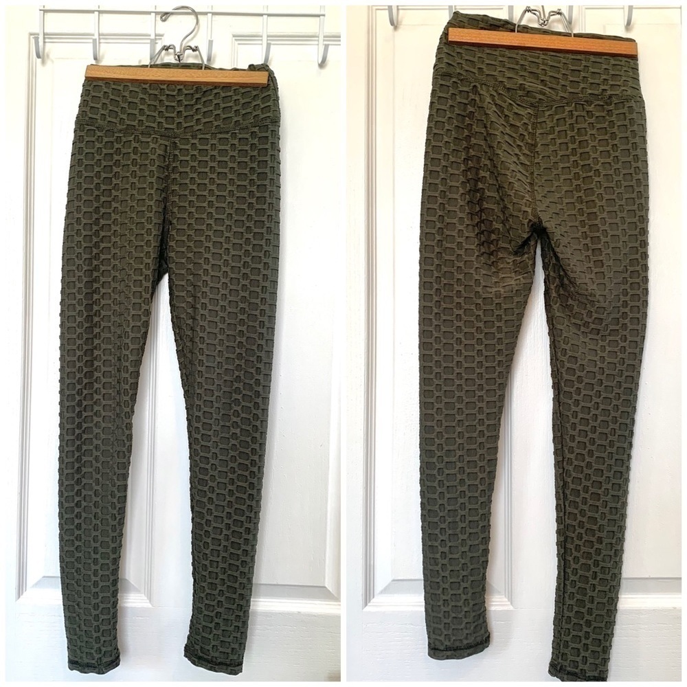 Anti-cellulite honeycomb Leggings exercise high waist workout Yoga Pants curvy